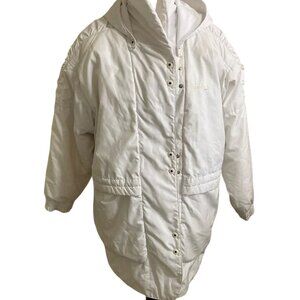 FILA Magic Line Vintage White Puffer Coat – Oversized Hooded Winter Jacket‎